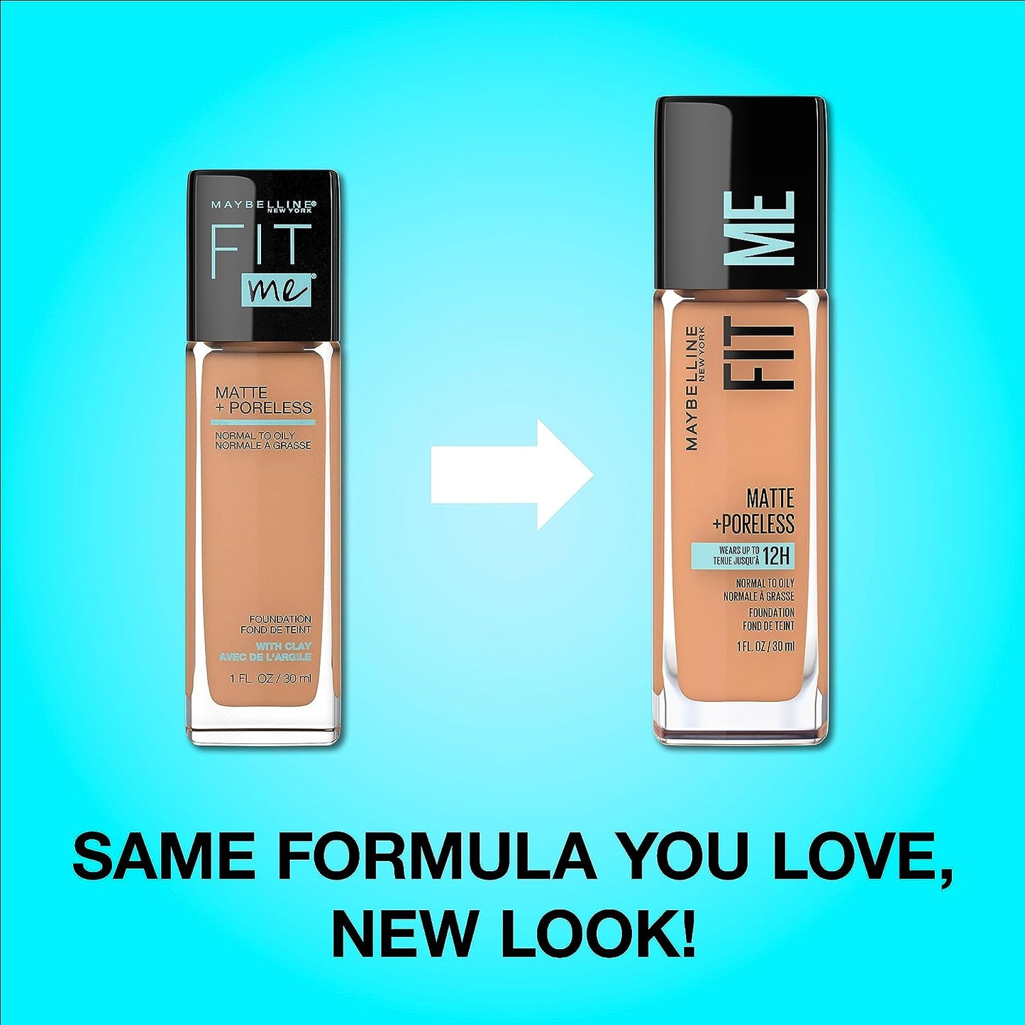Maybelline Fit Me Matte + Poreless Liquid Oil-Free Foundation Makeup, Classic Tan, 1 Count (Packaging May Vary)