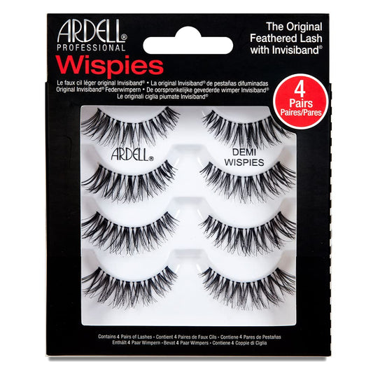 Ardell Demi Wispies False Eyelashes Black, Eye Make-Up Enhancement, Full Volume Strip Lashes - 4 pairs, 1 Pack