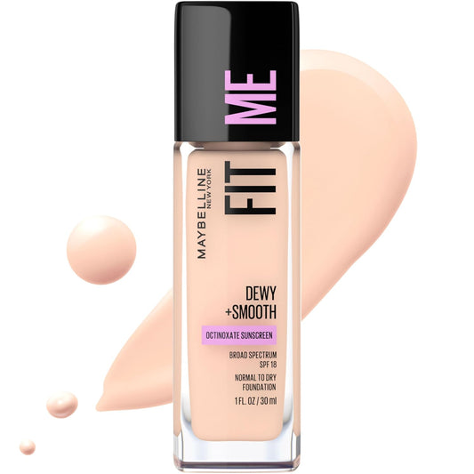 Maybelline Fit Me Dewy + Smooth Liquid Foundation Makeup, Fair Ivory, 1 Count (Packaging May Vary)